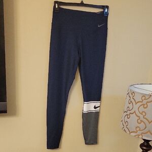 Nike Dark Blue Leggings with White and Gray Details